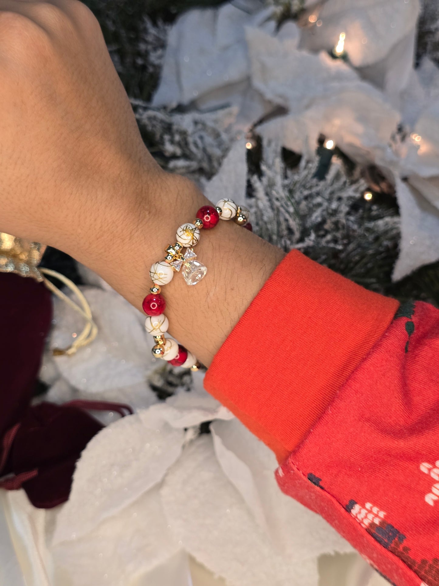 Christmas Bell- WHITE AGATE NATURAL STONE BRACELET