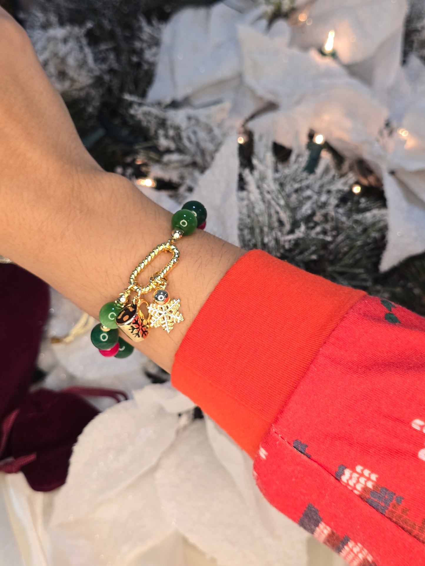 Cozy Christmas - Green jasper and red jasper CHRISTMAS BRACELET