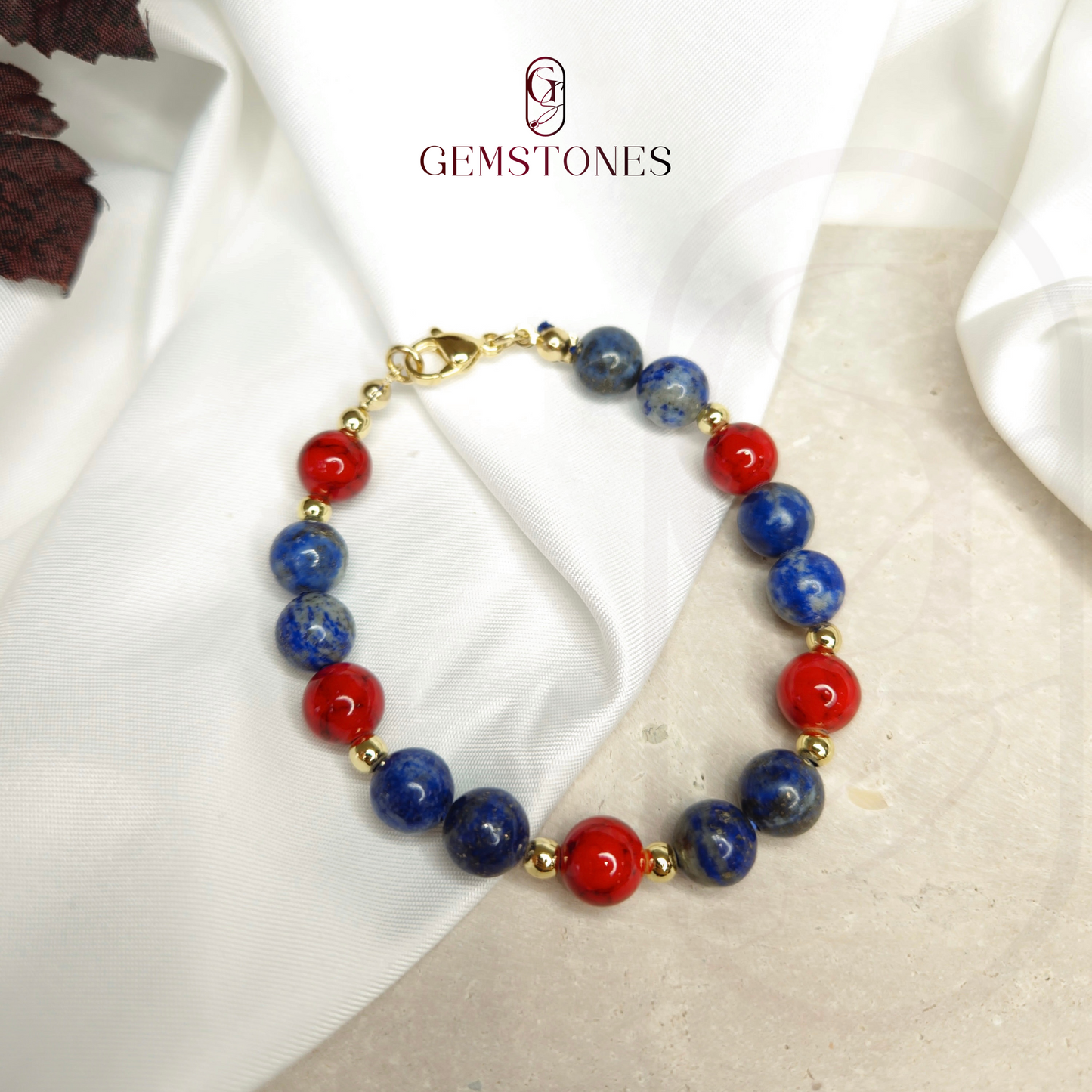 Compass of Dreams - LAPIS LAZULI AND RED AGATE STONE BRACELET