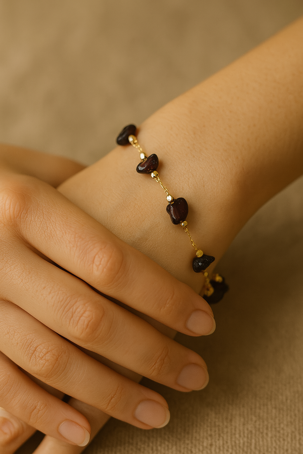 Bold Step – Natural Garnet Necklace and bracelet