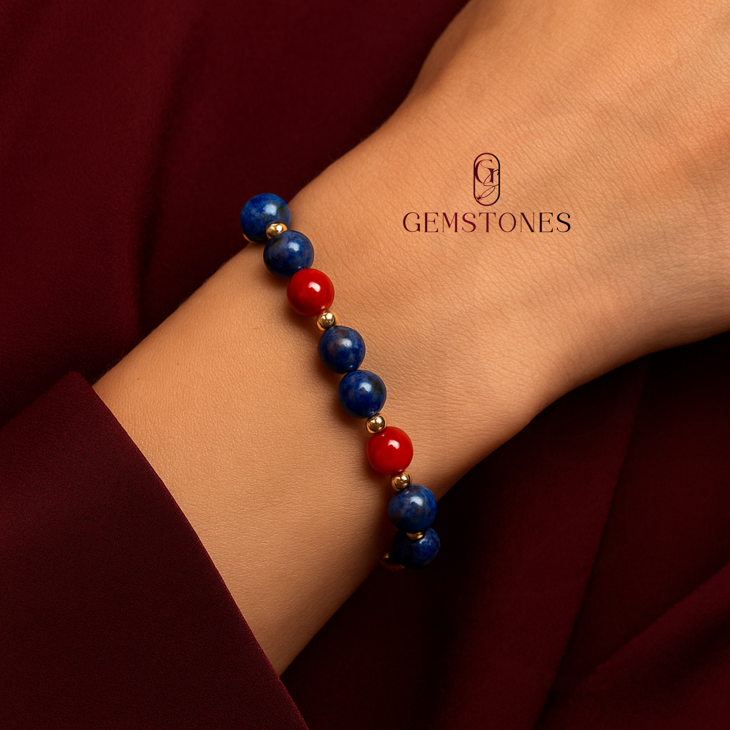 Compass of Dreams - LAPIS LAZULI AND RED AGATE STONE BRACELET