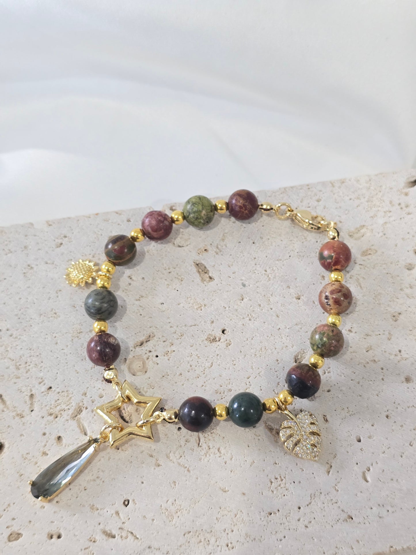 Whispers of the Forest  - Unakite stone bracelet