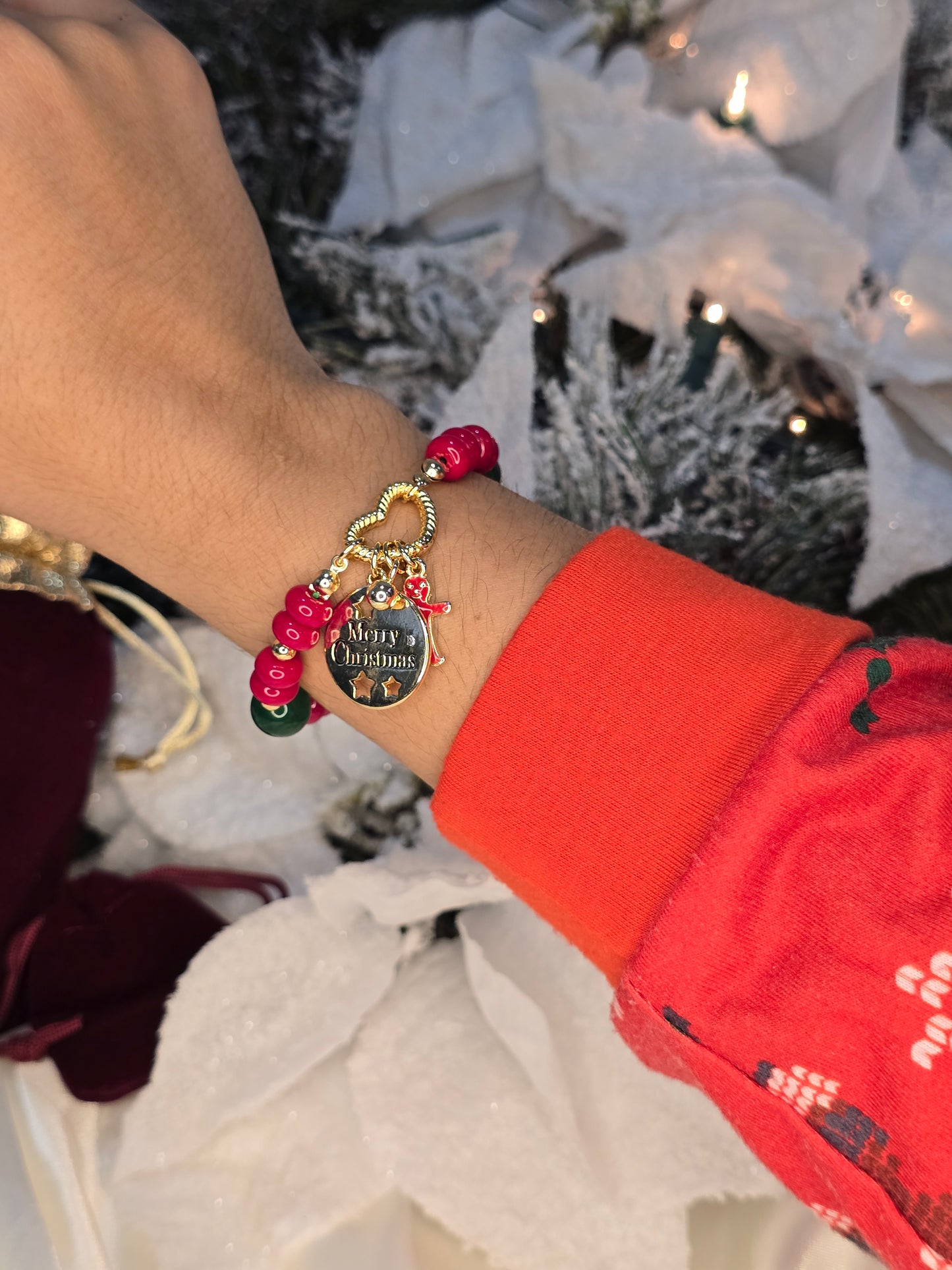 Sweet Christmas - Red jasper and green jade CHRISTMAS BRACELET