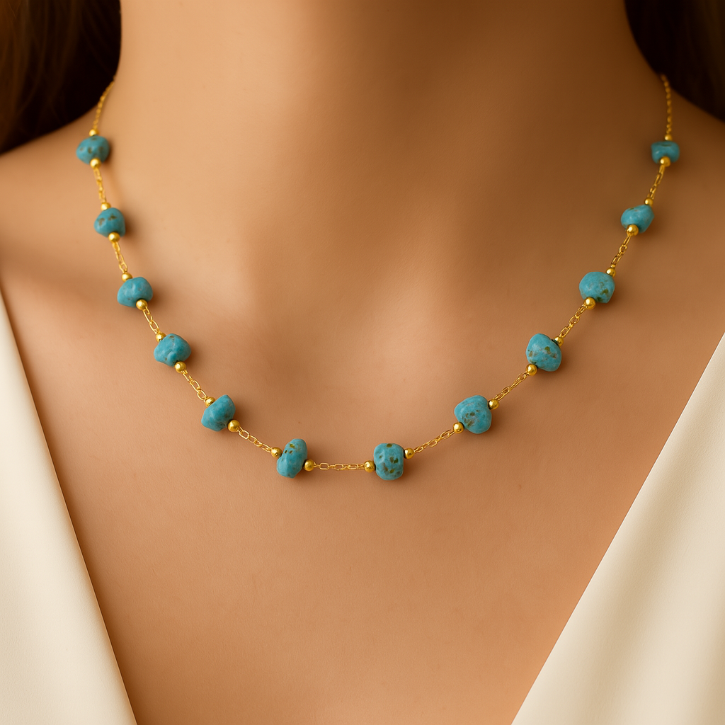 Steady Grace – Natural Turquoise Necklace and bracelet