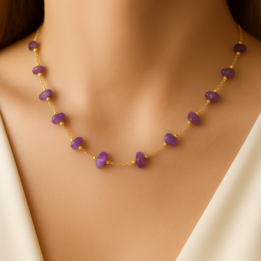 Still Light – Natural Amethyst Necklace and bracelet
