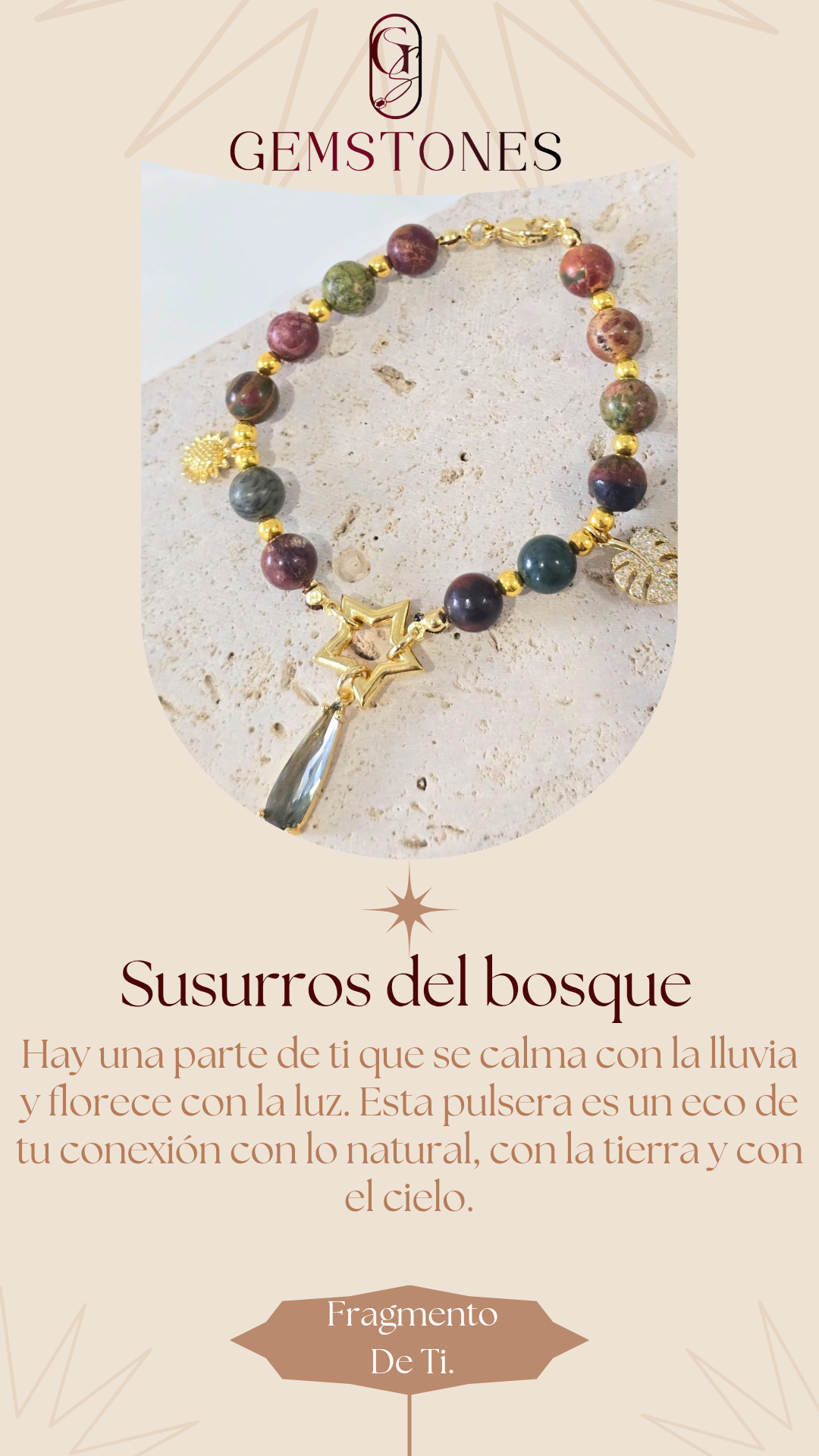 Whispers of the Forest  - Unakite stone bracelet